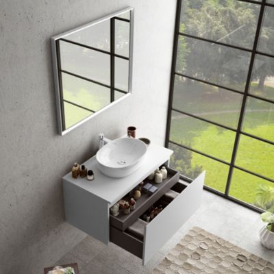 Plan de toilette blanc L.90 x l.51,5 x ép.2 cm, Pura+