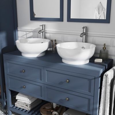 Plan de toilette bleu mat L.120 x l.45 x ép.2,8 cm, GoodHome Perma