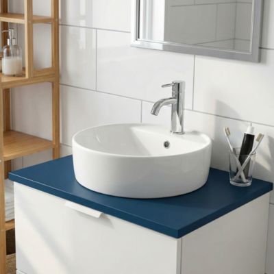 Plan de toilette bleu mat L.60 x l.45 x ép.2,8 cm, GoodHome Perma