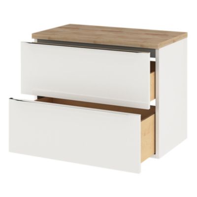 Plan de toilette GoodHome Hartland L. 80 cm chêne massif