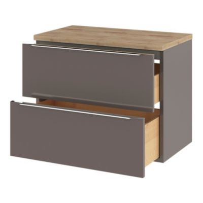 Plan de toilette GoodHome Hartland L. 80 cm chêne massif
