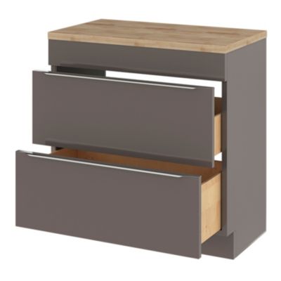 Plan de toilette GoodHome Hartland L. 80 cm chêne massif