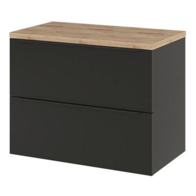 Plan de toilette GoodHome Hartland L. 80 cm chêne massif