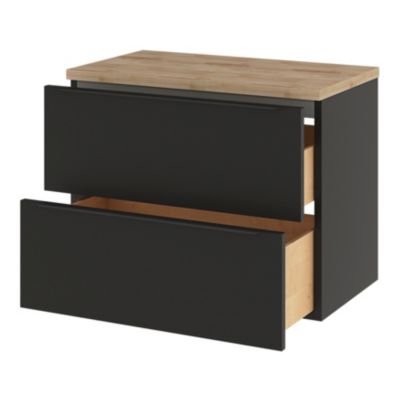 Plan de toilette GoodHome Hartland L. 80 cm chêne massif
