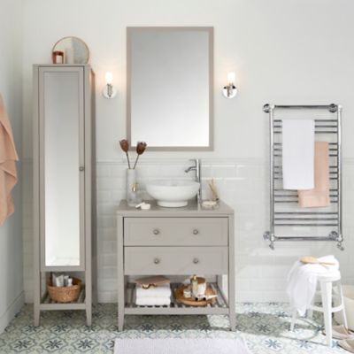 Plan de toilette gris taupe mat L.80 x l.45 x ép.2,8 cm, GoodHome Perma