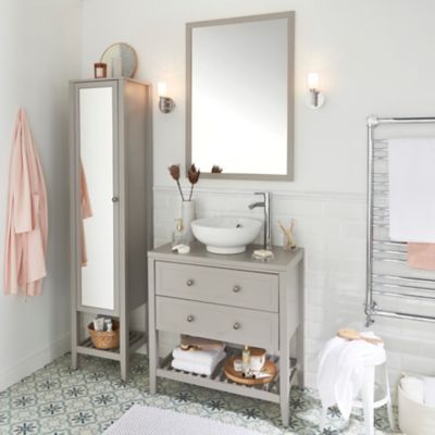 Plan de toilette gris taupe mat L.80 x l.45 x ép.2,8 cm, GoodHome Perma