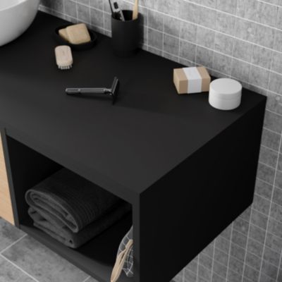 Plan de toilette L.120 x l.45 x ép.18 cm noir mat Kentia
