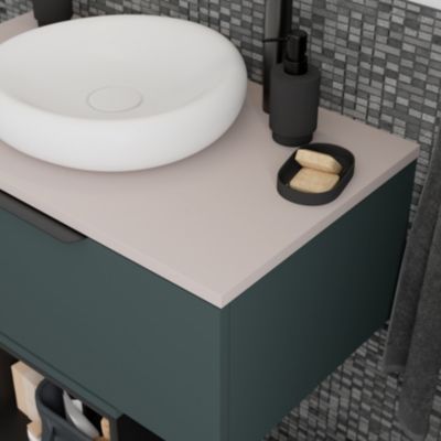 Plan de toilette L.140 x l.45 x ép.1,8 cm beige cachemire Kentia