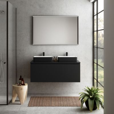 Plan de toilette noir mat L.120 x l.51,5 x ép.2 cm, Pura+