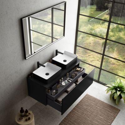 Plan de toilette noir mat L.120 x l.51,5 x ép.2 cm, Pura+