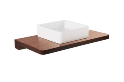 Plan de toilette noyer pour vasque ou lavabo à poser 80x50 trou central de bonde d'évacuation pré-percé SANINDUSA Emma 80 noyer