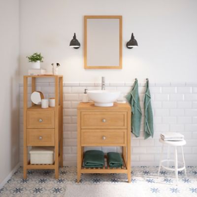 Plan de toilette placage chêne L.60,4 x l.45,2 x ép.2,8 cm, GoodHome Perma