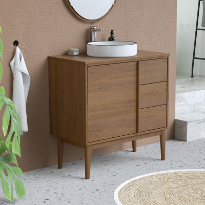 Plan de toilette placage chêne L.80 x 45 cm Kabayan