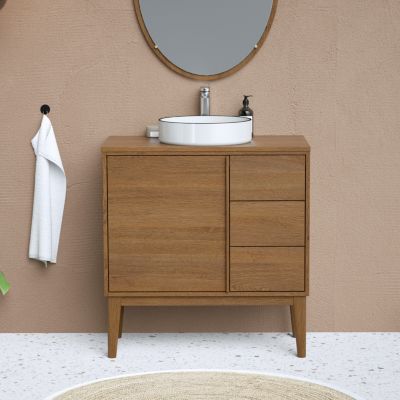 Plan de toilette placage chêne L.80 x 45 cm Kabayan