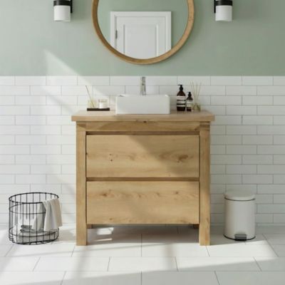 Plan de toilette plaqué chêne L.96 x P.50 cm, Cooke & Lewis Harmon