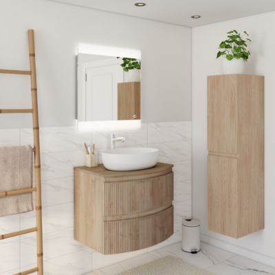 Plan de toilette pour vasque à poser effet bois l.69,4 cm, Vague