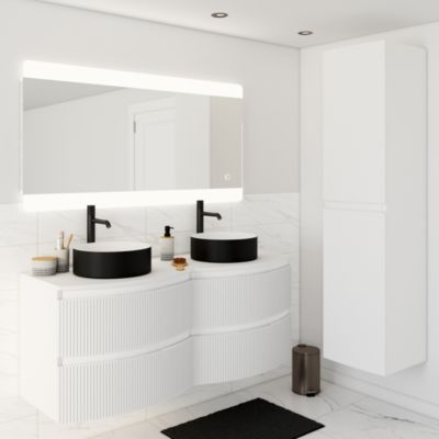 Plan de toilette pour vasque à poser Vague blanc mat 137,8 cm