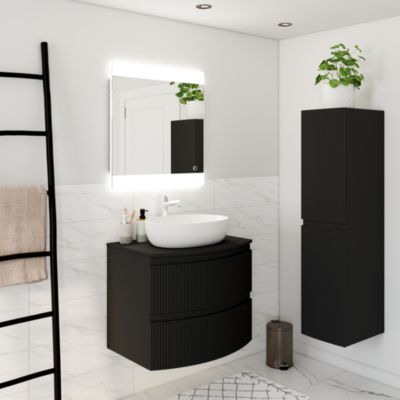 Plan de toilette pour vasque à poser Vague noir mat 69,4 cm