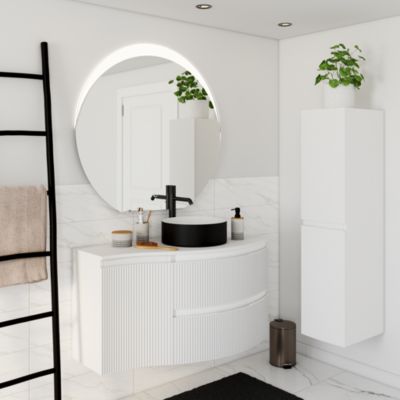 Plan de toilette pour vasque à poser version droite Vague blanc mat 103,1 cm