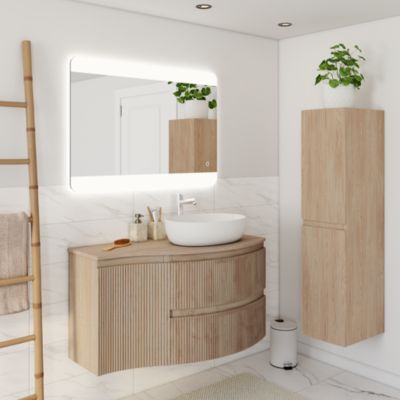Plan de toilette pour vasque à poser version droite Vague effet bois 103,1 cm