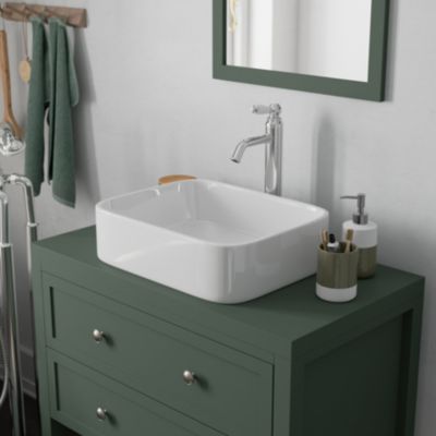 Plan de toilette vert mat L.80,4 x l.45,2 x ép.2,8 cm, GoodHome Perma