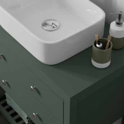 Plan de toilette vert mat L.80,4 x l.45,2 x ép.2,8 cm, GoodHome Perma