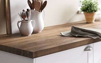 Plan de travail chêne massif foncé L.300 x l.62 x ép.4 cm GoodHome Hinita