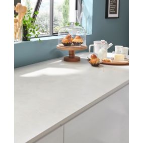 Plan de travail compact 1 face blanc / 1 face aspect pierre GoodHome Nepeta L.300 x l.62 x Ép.1,2 cm