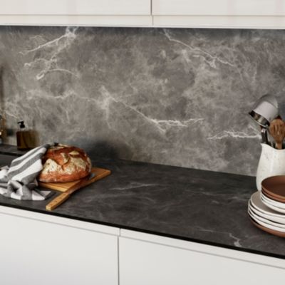 Plan de travail compact effet marbre gris L.300 x l.62 x ép.1,2 cm GoodHome Nepeta