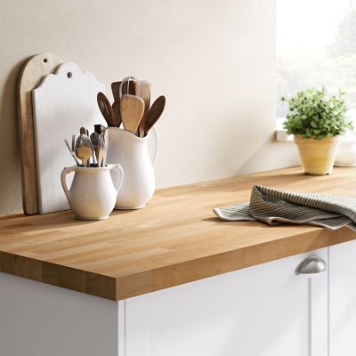 Plan de travail en hêtre massif GoodHome Hinita 260 cm x 62 cm x ép. 4 cm Castorama