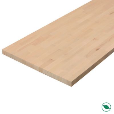 Plan de travail hêtre massif lamellé collé abouté 2000 x 650 x 38 mm