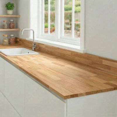 Plan de travail hêtre massif L.300 x l.62 x ép.2,7 cm GoodHome Kava