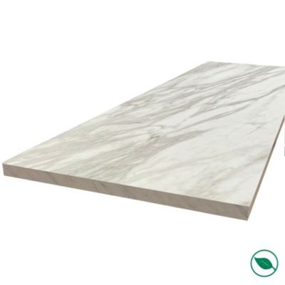 Plan de travail ilot central stratifié HPL marbre blanc 1600 x 900 x 38 mm