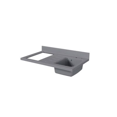 Plan de travail monobloc PlaniQuartz avec évier - 100 cm - Cromo - évier à droite - Plaque de cuisson Non inclus