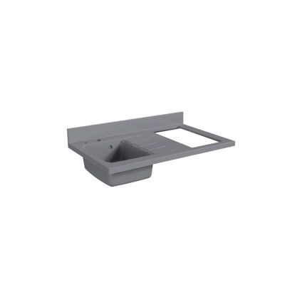Plan de travail monobloc PlaniQuartz avec évier - 100 cm - Cromo - évier à gauche - Plaque de cuisson Non inclus
