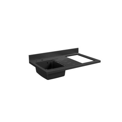Plan de travail monobloc PlaniQuartz avec évier - 100 cm - Nero - évier à gauche - Plaque de cuisson Non inclus