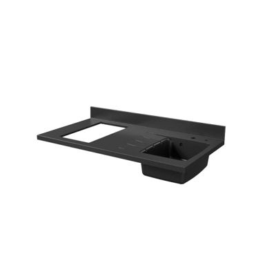 Plan de travail monobloc PlaniQuartz avec évier - 120 cm - Nero - évier à droite - Plaque de cuisson Non inclus