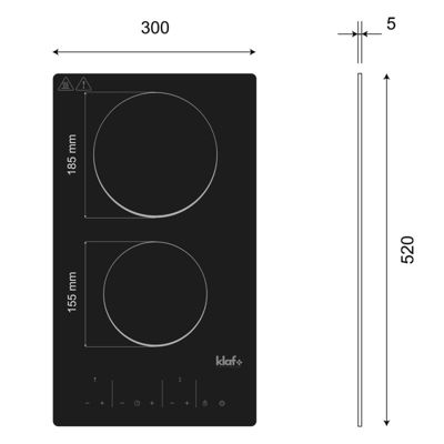 Plan de travail monobloc PlaniQuartz avec évier - 120 cm - Nero - évier à droite - Plaque de cuisson Vitrocéramique
