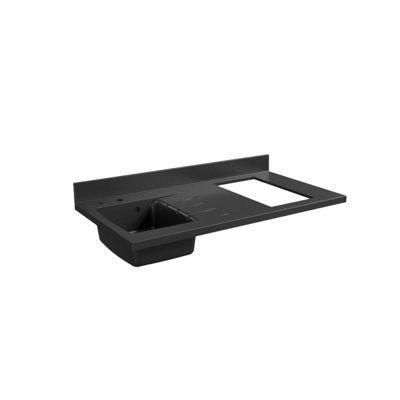 Plan de travail monobloc PlaniQuartz avec évier - 120 cm - Nero - évier à gauche - Plaque de cuisson Non inclus