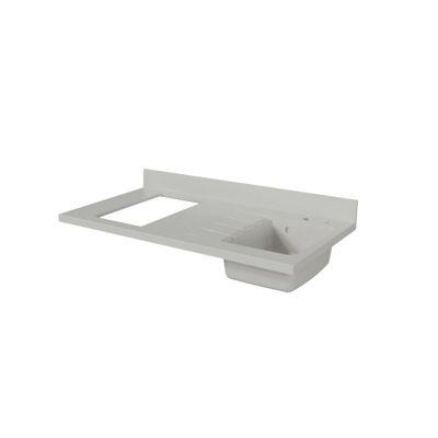 Plan de travail monobloc PlaniQuartz avec évier - 120 cm - Snova - évier à droite - Plaque de cuisson Non inclus