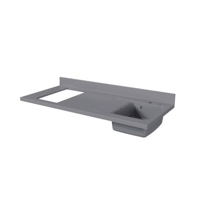 Plan de travail monobloc PlaniQuartz avec évier - 140 cm - Cromo - évier à droite - Plaque de cuisson Non inclus