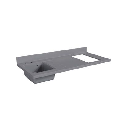 Plan de travail monobloc PlaniQuartz avec évier - 140 cm - Cromo - évier à gauche - Plaque de cuisson Non inclus
