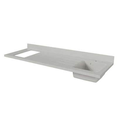 Plan de travail monobloc PlaniQuartz avec évier - 180 cm - Snova - évier à droite - Plaque de cuisson Non inclus