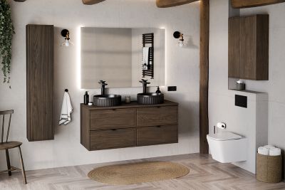 Plan de travail pour meuble de salle de bain TERRA VILLA coloris noyer foncé 60 cm