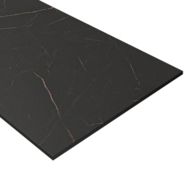 Plan de travail réversible compact 1 face aspect marbre noir / 1 face noir mat L.300 x l.62 x ép.1,2 cm GoodHome Nepeta