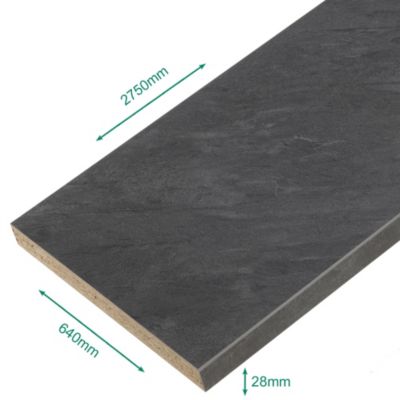Plan de travail stratifié ardoise foncé 2750 x 640 x 28 mm