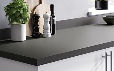 Plan de travail stratifié anthracite mat L.300 x l.62 x ép.3,8 cm GoodHome Berberis