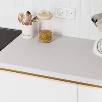 Plan de travail stratifié blanc GoodHome Kala L.300 x l.62 x Ép.3,8 cm
