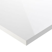 Plan de travail stratifié décor blanc brillant 208 x 64 cm