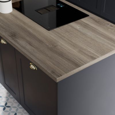 Plan de travail stratifié effet bois grège L.300 x ép.3,8 cm GoodHome Kala